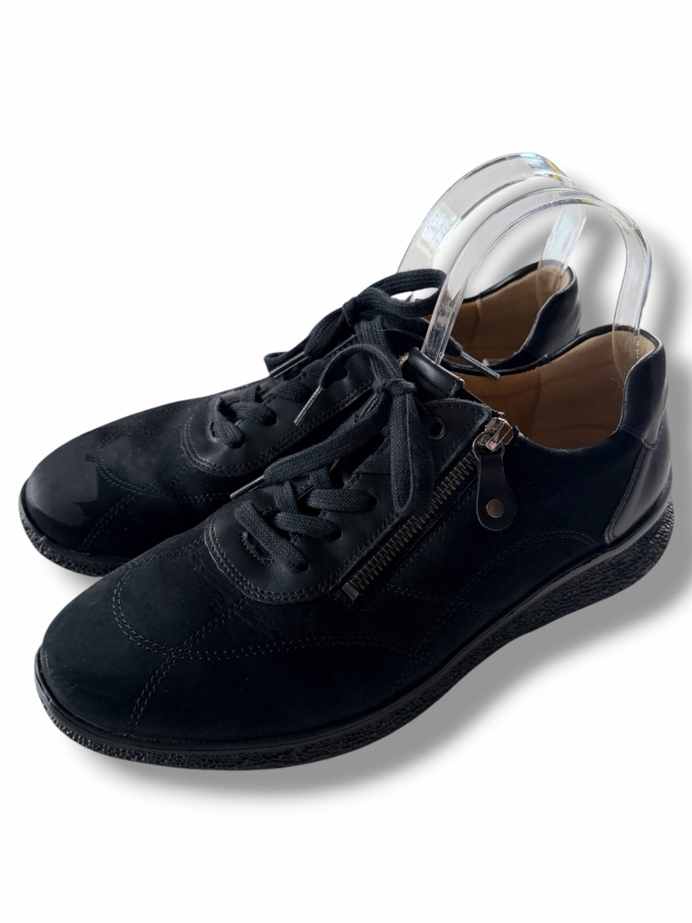 Hartjes Rap Shoes Schwarz Black Nubuck Zip Side Lace UK Size 7 US 9.5